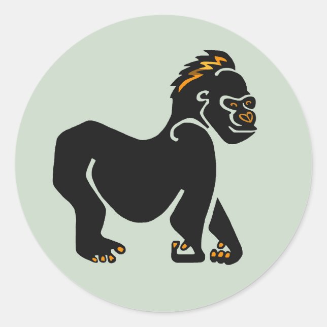 Coole Grafik GORILLA - Natur - Afrika Runder Aufkleber (Vorderseite)