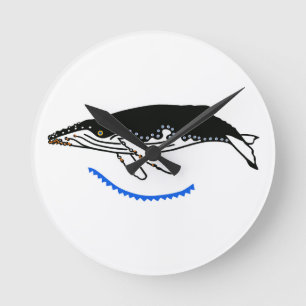 Coole Grafik - Humpback Whale - Wildnis - Marine Runde Wanduhr