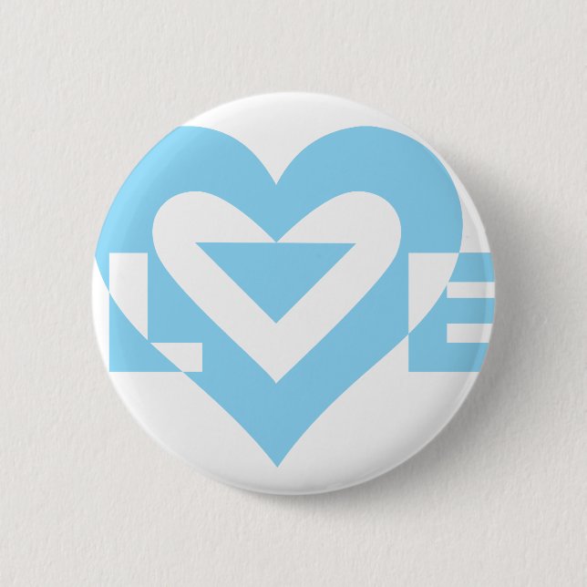Coole Grafik Liebe, Blau Button (Vorderseite)
