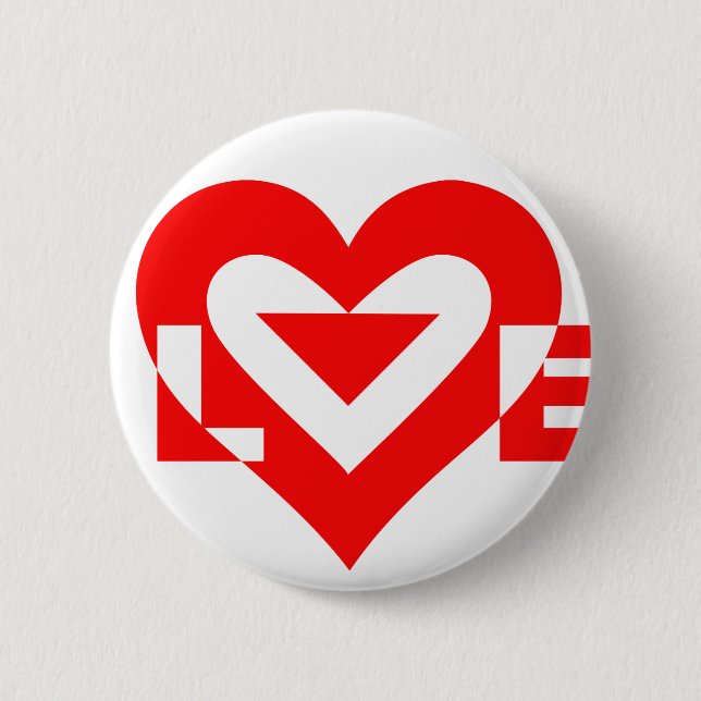 Coole Grafik Liebe, Rot Button (Vorderseite)