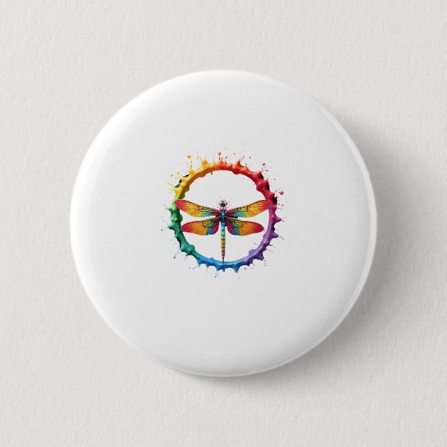 Coole Grafik-Tie-Dye-Sonnenbrille Libellen-Illustr Button (Vorderseite)