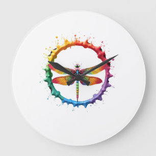 Coole Grafik-Tie-Dye-Sonnenbrille Libellen-Illustr Große Wanduhr