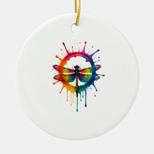 Coole Grafik-Tie-Dye-Sonnenbrille Libellen-Illustr Keramik Ornament