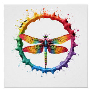 Coole Grafik-Tie-Dye-Sonnenbrille Libellen-Illustr Poster