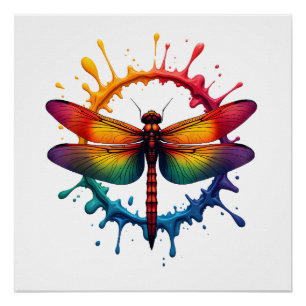 Coole Grafik-Tie-Dye-Sonnenbrille Libellen-Illustr Poster