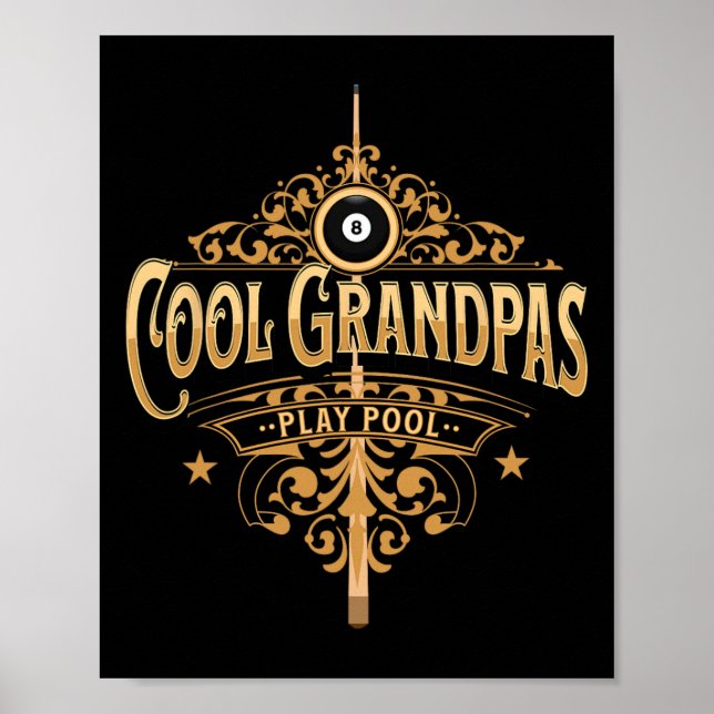 Coole Grandpas Play Pool Pool Player Großvater Bi Poster (Vorne)