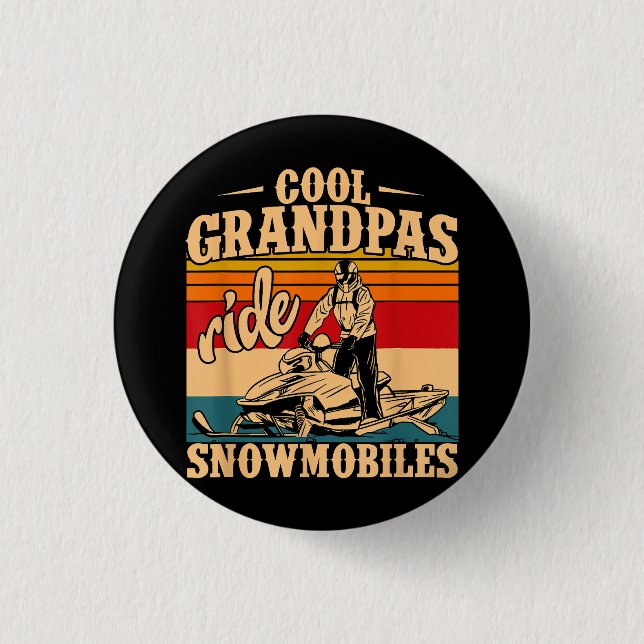 Coole Grandpas Reiten Schneemobile Snowmobile Snow Button (Vorderseite)