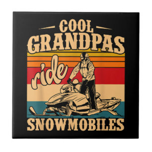 Coole Grandpas Reiten Schneemobile Snowmobile Snow Fliese