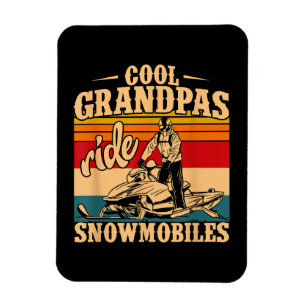 Coole Grandpas Reiten Schneemobile Snowmobile Snow Magnet