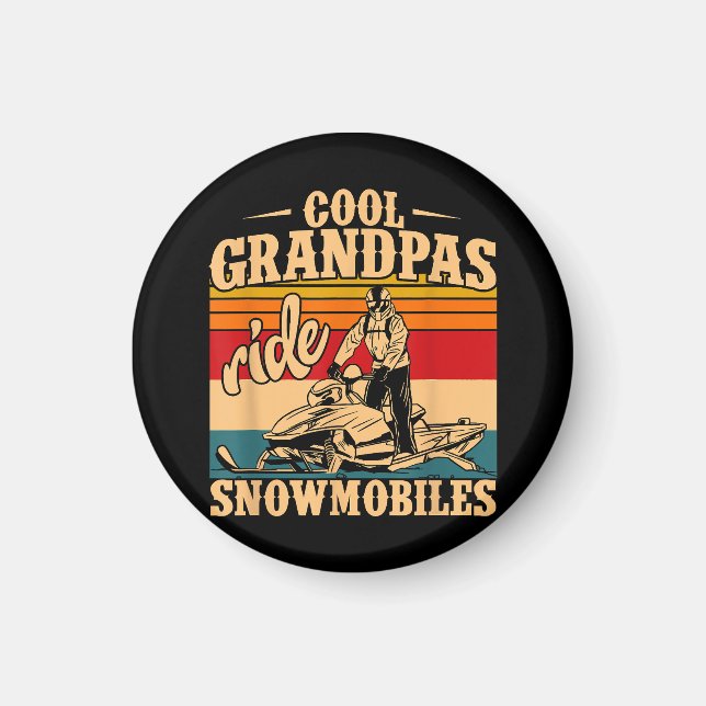 Coole Grandpas Reiten Schneemobile Snowmobile Snow Magnet (Vorne)