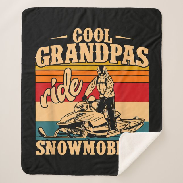 Coole Grandpas Reiten Schneemobile Snowmobile Snow Sherpadecke (Vorderseite)