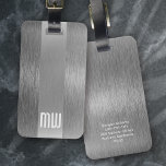 Coole graue Imitat Metallstreifen fett Monogramm Gepäckanhänger<br><div class="desc">Personalisieren Sie mit Ihren eigenen Daten für ein einzigartiges Monogramm-Design</div>