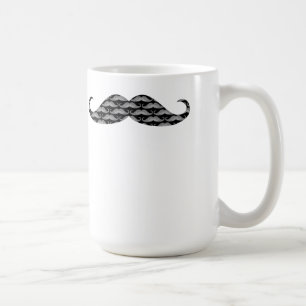 Coole Graustufen-Schnurrbart-Muster Tasse