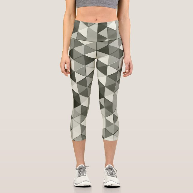 Coole Graustufendreiecke Capri Leggings (Vorderseite)
