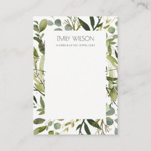 COOLE GREEN FOLIAGE WREATH FRAME NECKLACE DISPLAY VISITENKARTE
