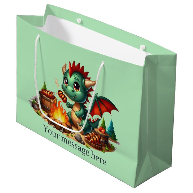 Coole GRILLEN Dragon hinzufügen Große Geschenktüte (Vorderseite Schrägansicht)