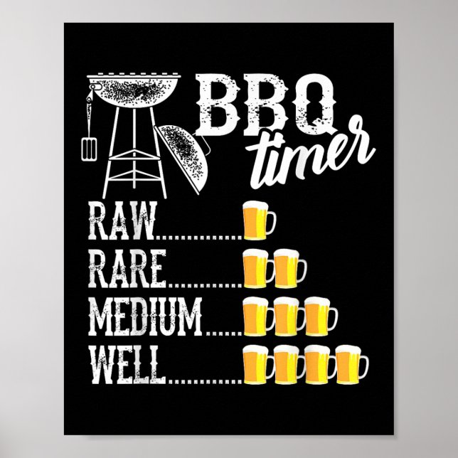 Coole Grillen Timer Raw Rare Medium Well Funny Bee Poster (Vorne)