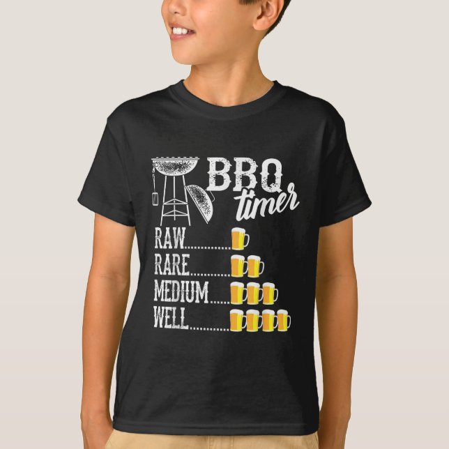 Coole Grillen Timer Raw Rare Medium Well Funny Bee T-Shirt (Vorderseite)