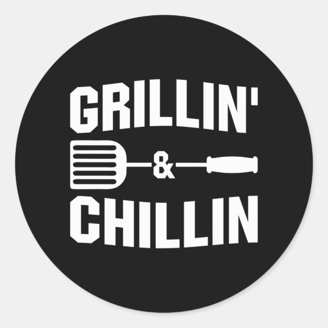 Coole Grillin Chillin Wortart Runder Aufkleber (Vorderseite)
