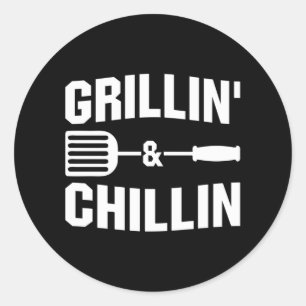 Coole Grillin Chillin Wortart Runder Aufkleber