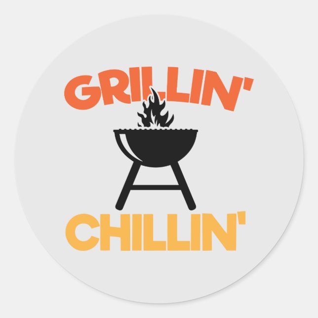 Coole Grillin Chillin Wortart Runder Aufkleber (Vorderseite)