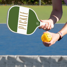 Coole, grün-weiße Streifen PICKLE-Text Pickleball Schläger