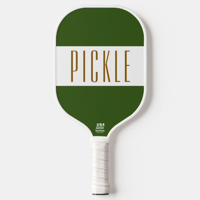 Coole, grün-weiße Streifen PICKLE-Text Pickleball Schläger (Vorderseite)