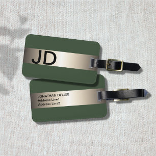 Coole grüne Imitate Metallstreifen fett Monogramm Gepäckanhänger