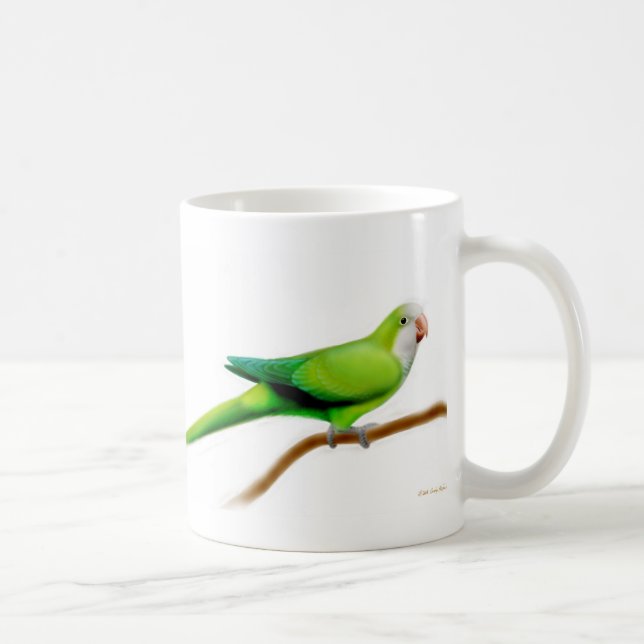 Coole grüne Quäker-Papageien-Tasse Kaffeetasse (Rechts)