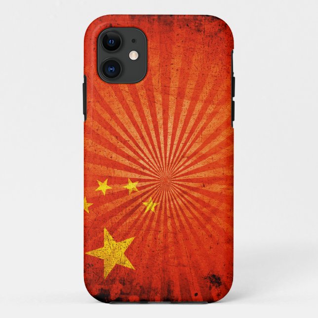 Coole Grunge-Chinese-Flagge Case-Mate iPhone Hülle (Rückseite)