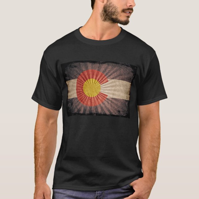 Coole Grunge Colorado-Fahne T-Shirt (Vorderseite)