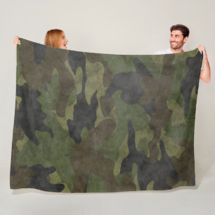 Coole Grunge-Grün-Camouflage-kundenspezifische Fleecedecke