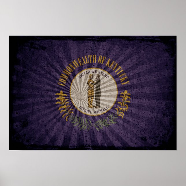 Coole Grunge Kentucky Flag Poster (Vorne)