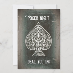 Coole Grunge Retro-Poker-As der Pik-Party-Einladun Einladung
