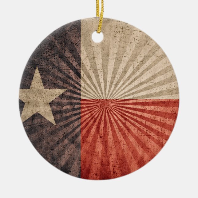 Coole Grunge Texas Flag Keramikornament (Vorne)