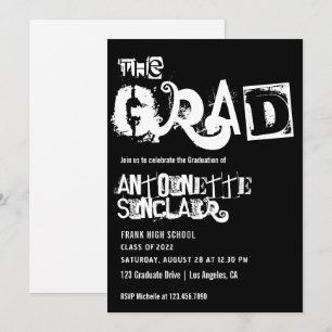 Coole Grunge-Typografie-Abschlussfeier-Einladung Einladung