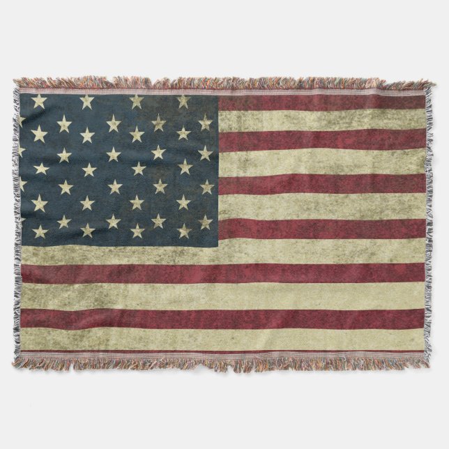 Coole Grunge U.S. Flag Throw Blanket Decke (Vorderseite)