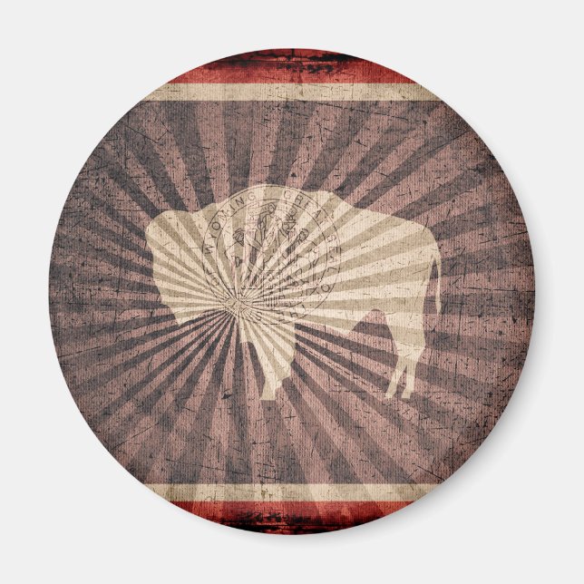 Coole Grunge-Wyoming-Flagge Magnet (Vorne)