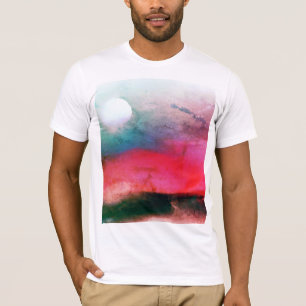 Coole Grungy Aurora Wasserfarbenwelt Landschaft T-Shirt