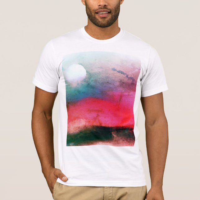 Coole Grungy Aurora Wasserfarbenwelt Landschaft T-Shirt (Vorderseite)