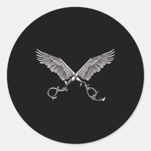 Coole Hair Stylistische Schere mit Flügel Tattoo A Runder Aufkleber