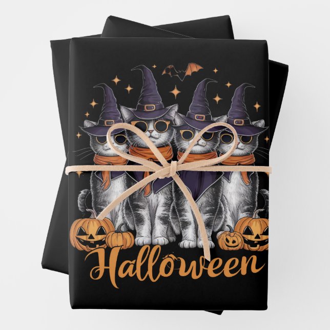 Coole Halloween-Katzen-Geschenke für ihr Töchterge Geschenkpapier Set (Beispiel)