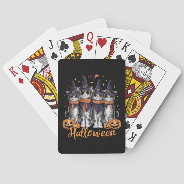 Coole Halloween-Katzen-Geschenke für ihr Töchterge Spielkarten (Rückseite)