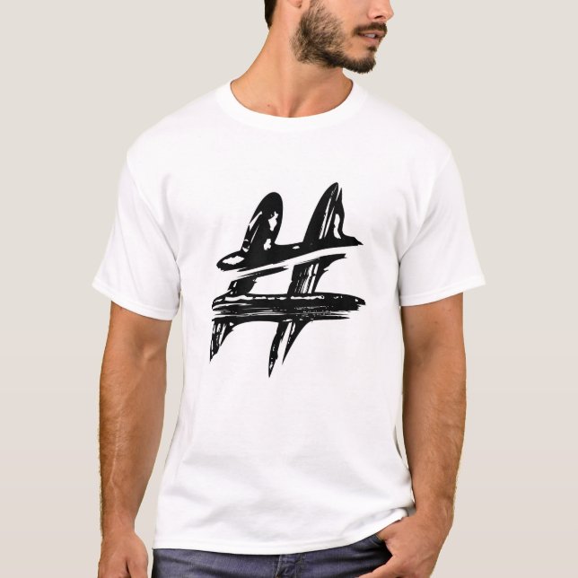 Coole Handgemalte Hashtag-Symbol T-Shirt (Vorderseite)
