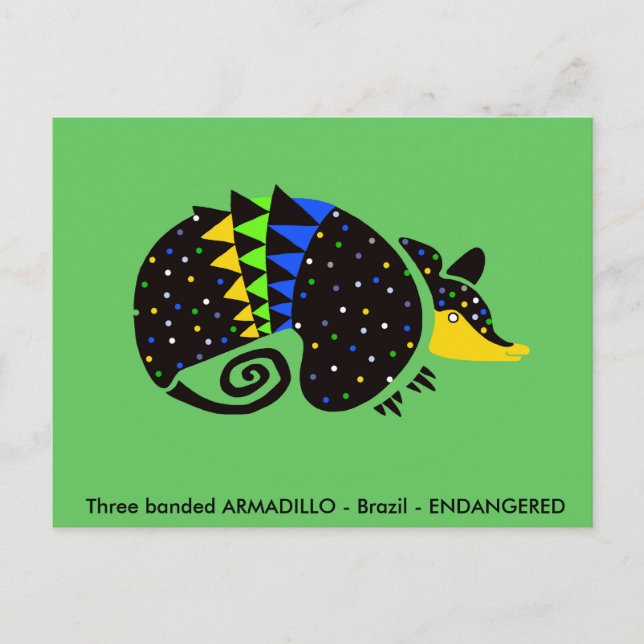 Coole handgezeichnete ARMADILLO - Tierfreund - Grü Postkarte (Vorderseite)