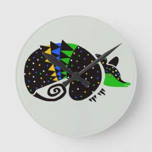 Coole handgezeichnete ARMADILLO - Wildtiere - Natu Runde Wanduhr