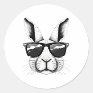 Coole Hasen Gesicht Sonnenbrille Lustige Osterhase Runder Aufkleber