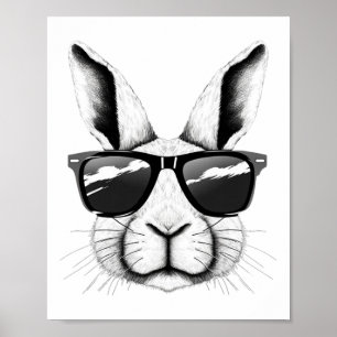 Coole Hasen Gesicht Sonnenbrille Lustiger Osterhas Poster