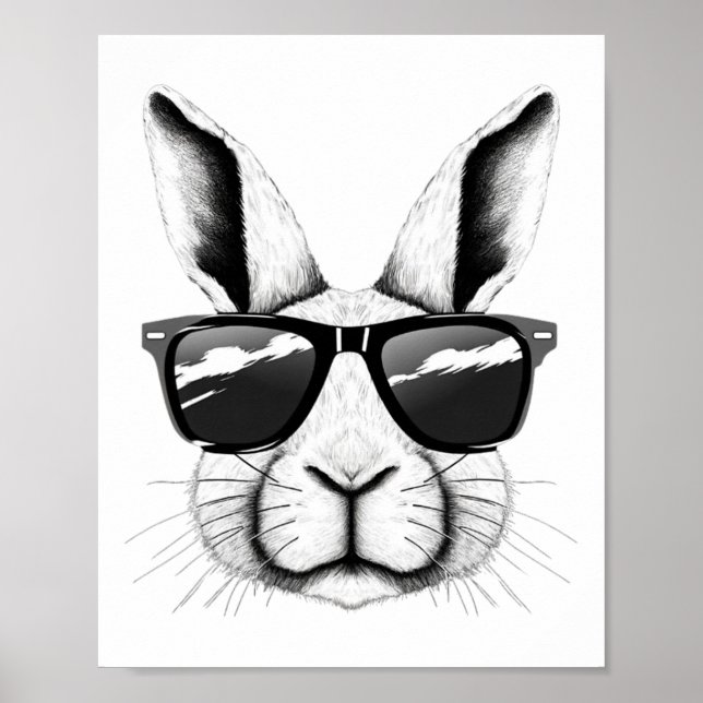Coole Hasen Gesicht Sonnenbrille Lustiger Osterhas Poster (Vorne)