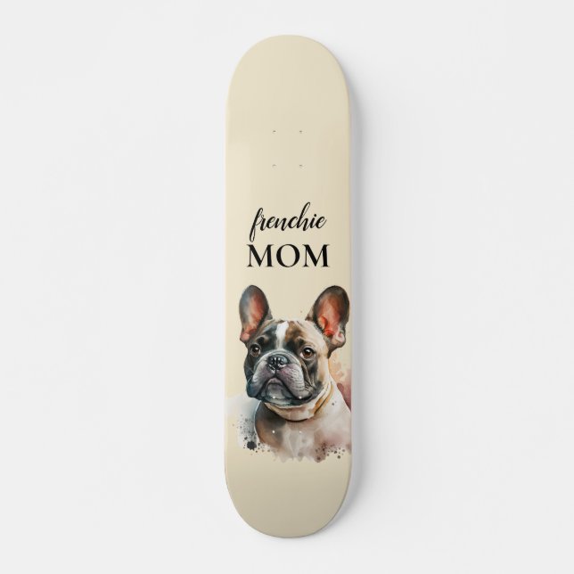 Coole Haustierfamilie Niedlicher Hund Frenchie Mam Skateboard (Vorne)